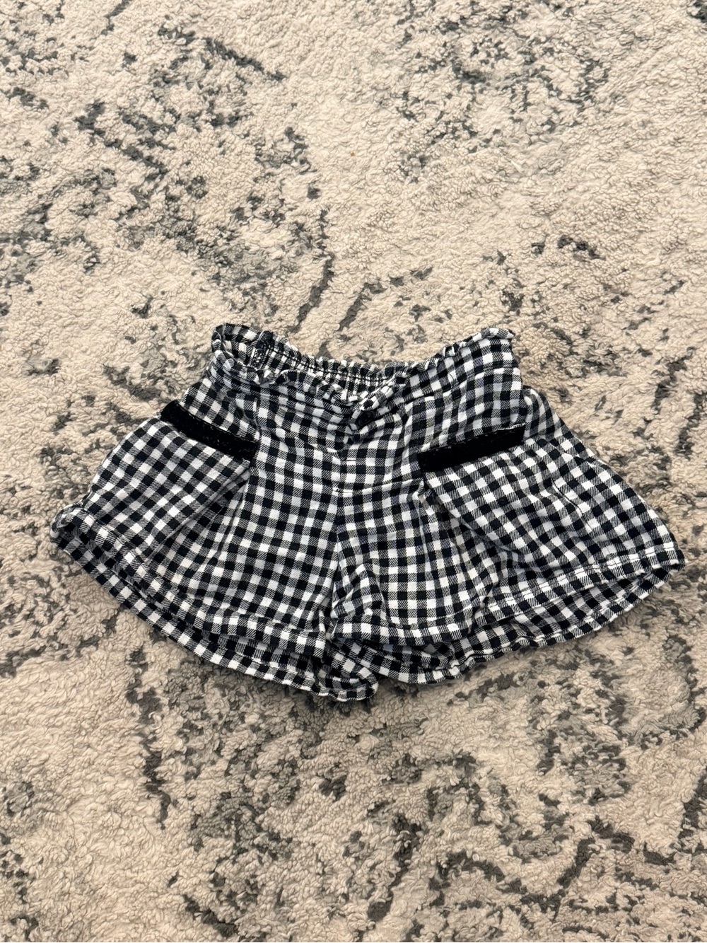 Black & White Gingham Toddler Shorts with Ruffle Waist